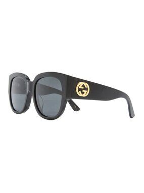 GUCCI GGG0142SAN 001 55 Black/Grey Lens Oversized Round Sunglasses